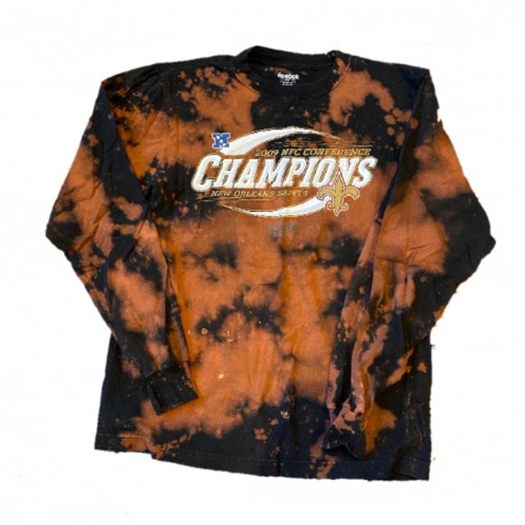 Acid Wash New Orleans Saints 2009 NFC Conference Champions Long Sleeve T-shirt - Picture 1 of 1